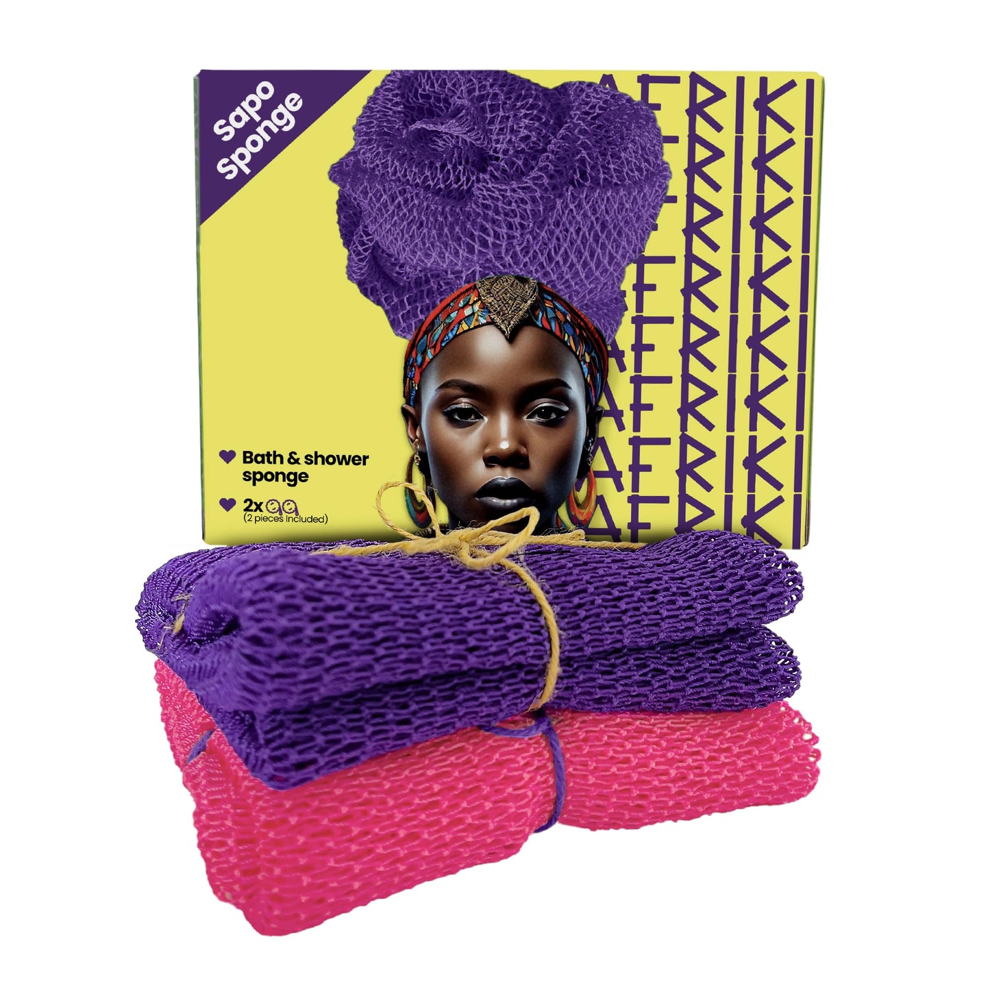 AFRIKI African Net Sponge, African Exfoliating Sponge, Black Owned, Exfoliating Washcloth, Body Exfoliator for Bath and Shower, Back Scrubber, Dead Skin Remover