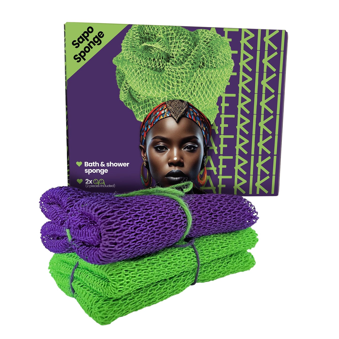 AFRIKI African Net Sponge, African Exfoliating Sponge, Black Owned, Exfoliating Washcloth, Body Exfoliator for Bath and Shower, Back Scrubber, Dead Skin Remover