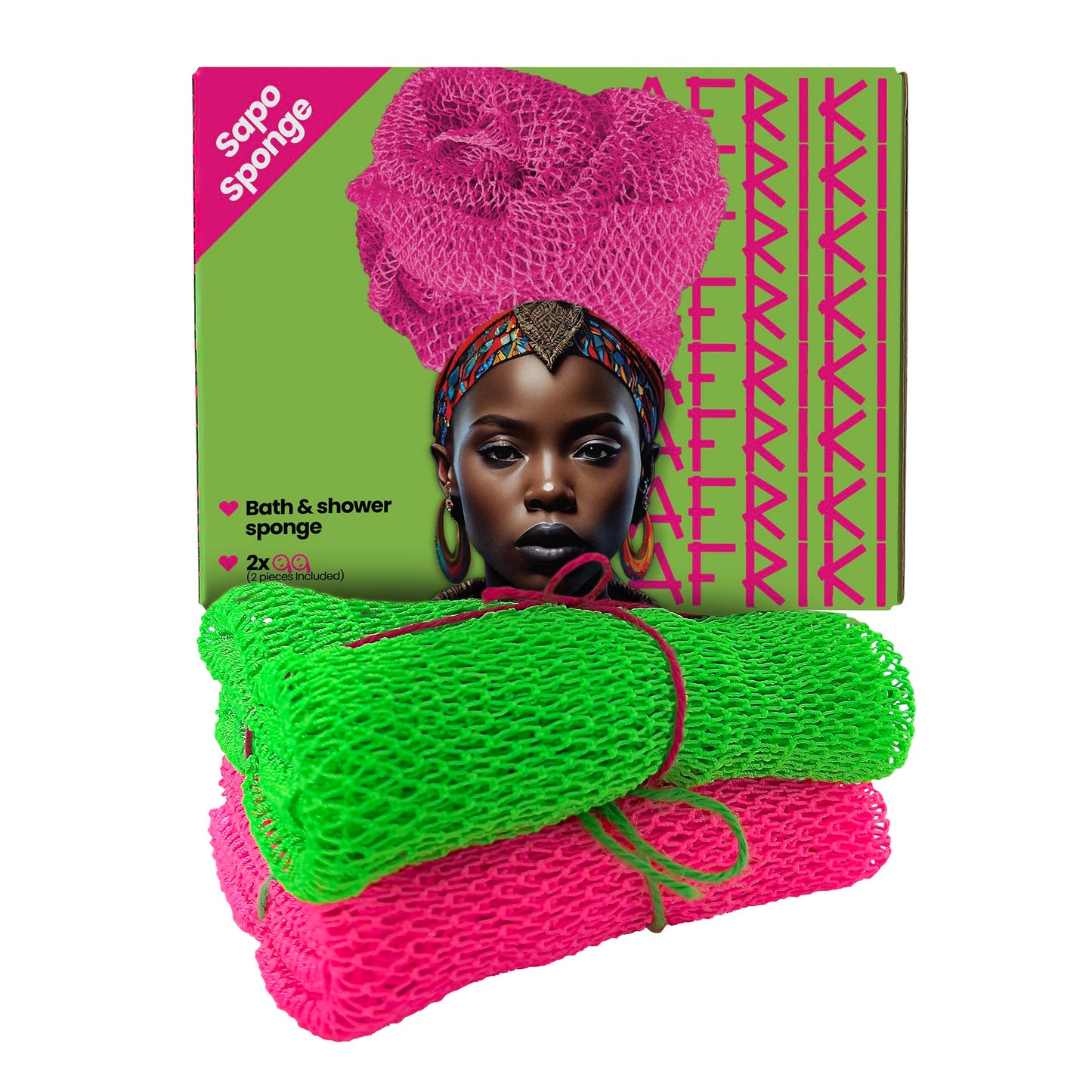 AFRIKI African Net Sponge, African Exfoliating Sponge, Black Owned, Exfoliating Washcloth, Body Exfoliator for Bath and Shower, Back Scrubber, Dead Skin Remover