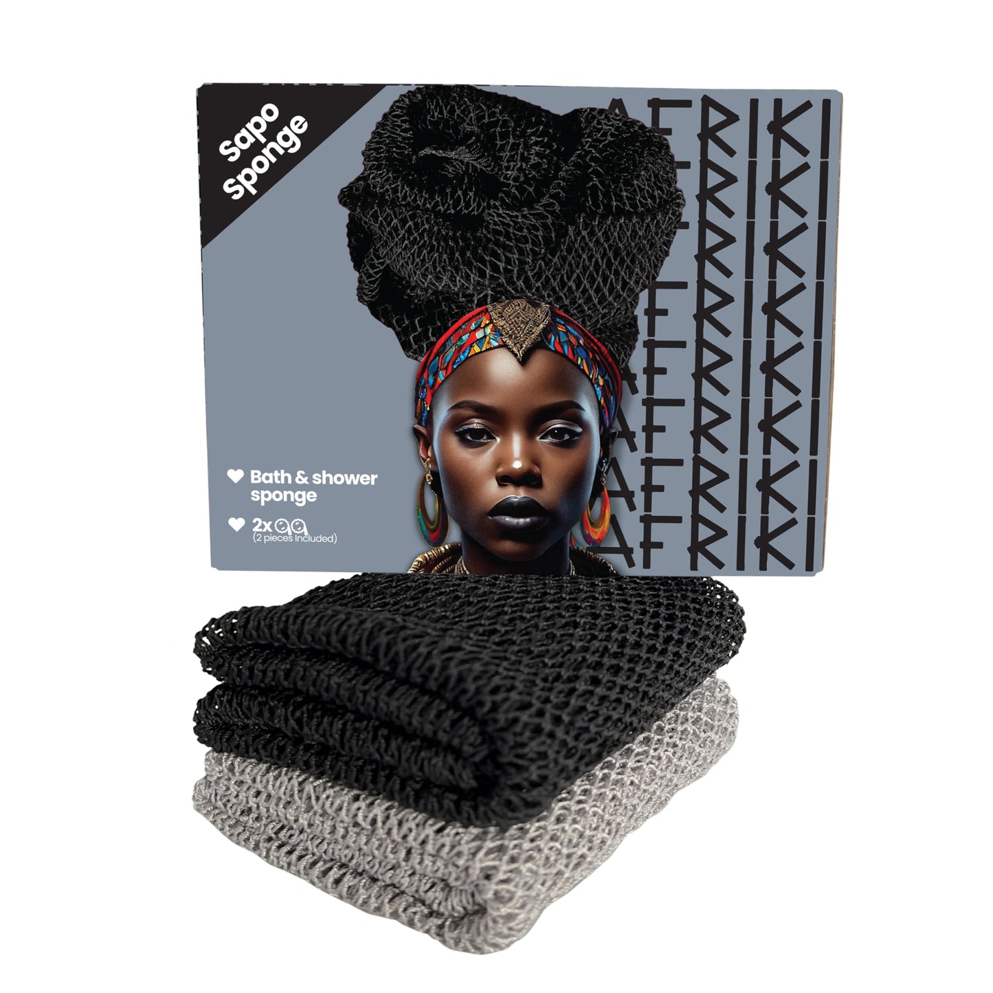 AFRIKI African Net Sponge, African Exfoliating Sponge, Black Owned, Exfoliating Washcloth, Body Exfoliator for Bath and Shower, Back Scrubber, Dead Skin Remover
